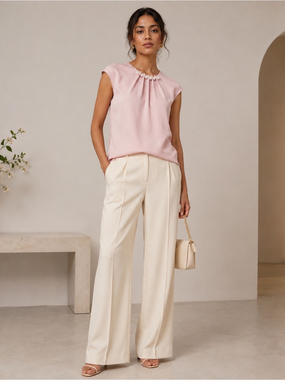 Ted Baker Camble Pearl Neck Blouse Pink Size 4 US 10 $329